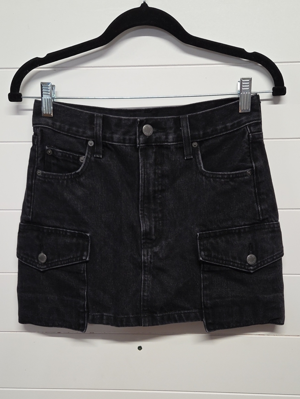Denim Forum The 90s Mid Rise Cargo Mini Skirt Womens Size 23